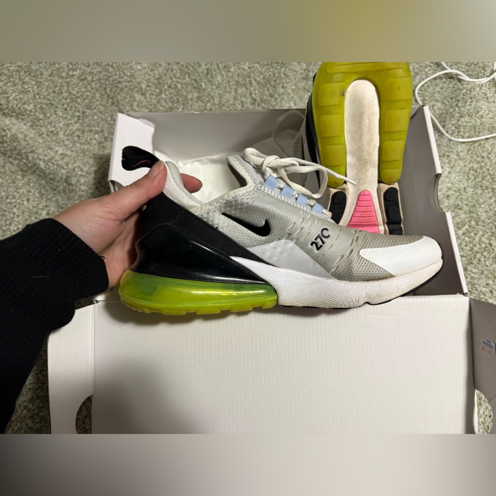 Nike Women's Sneakers in White, Black, and Neon Green